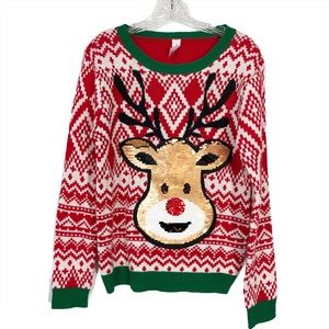 No Boundaries Rudolf Sequin Holiday Sweater